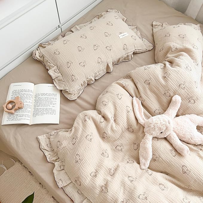 AOJIM Cute Rabbit Muslin Cotton Kids Toddler Pillowcase - Image 7