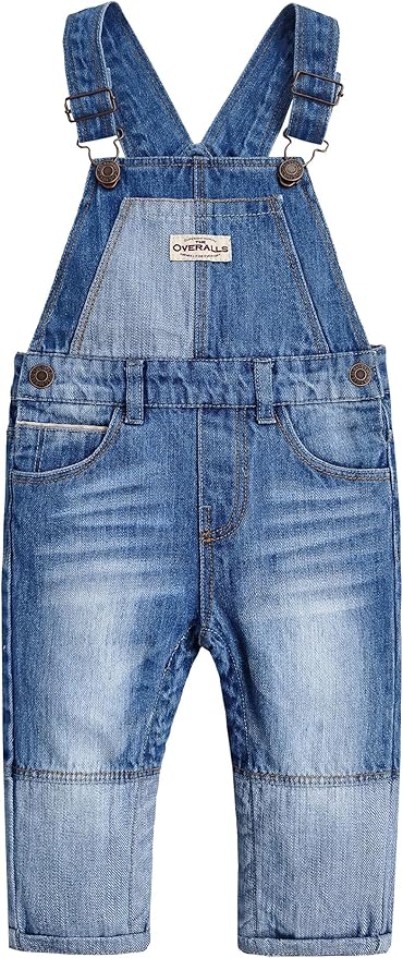 KIDSCOOL SPACE Baby Toddler 2 Buttons Adjustable Straps Fashion Jean Overall by KidscoolSpaceCallingOutAllTheChildrensDenimLovers