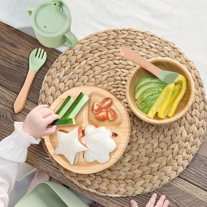 Bamboo Suction Plates for Babies and Bamboo Plates For Kids Baby Feeding and - Image 2