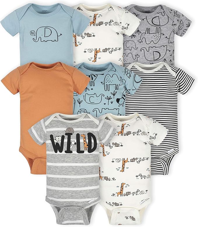 Gerber unisex-baby 8-pack Short Sleeve Onesies Bodysuits by Gerber