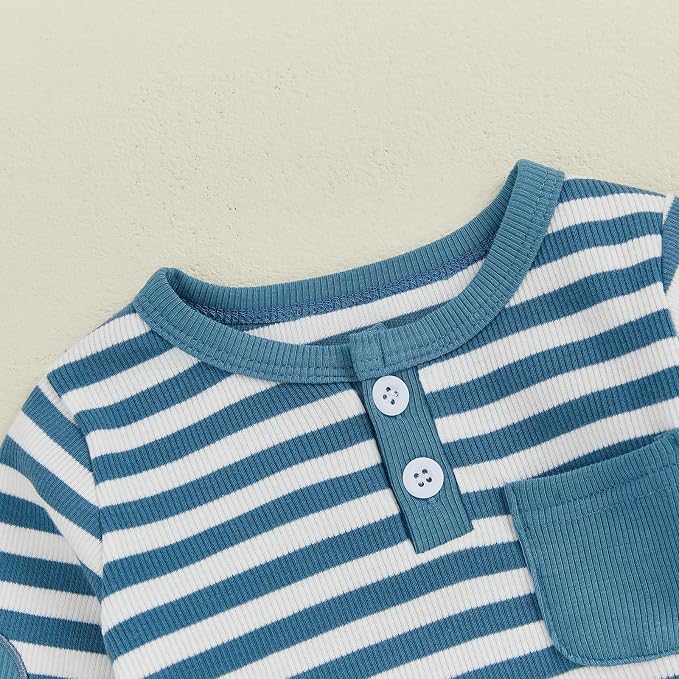 fhutpw Baby Boy Clothes 3 6 12 18 Months Ribbed Knitted Long Sleeve Romper and - Image 4