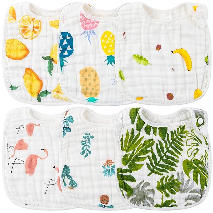 Zainpe 6Pcs Snap Muslin Cotton Bibs by Zainpe