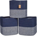 NaturalCozy 13 Inch Cube Storage Bins Cotton Rope Woven Baskets by NaturalCozy
