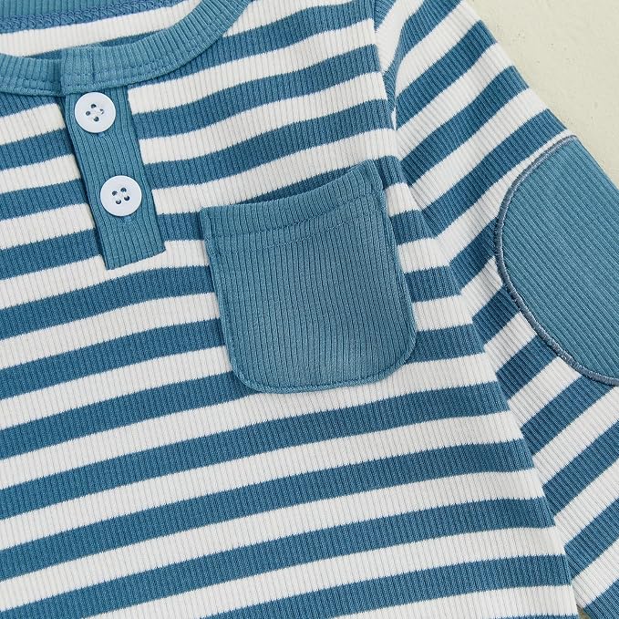 fhutpw Baby Boy Clothes 3 6 12 18 Months Ribbed Knitted Long Sleeve Romper and - Image 5