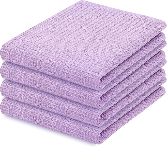 PurpleEssences Waffle Weave Kitchen Towel, 100% Cotton by PurpleEssences