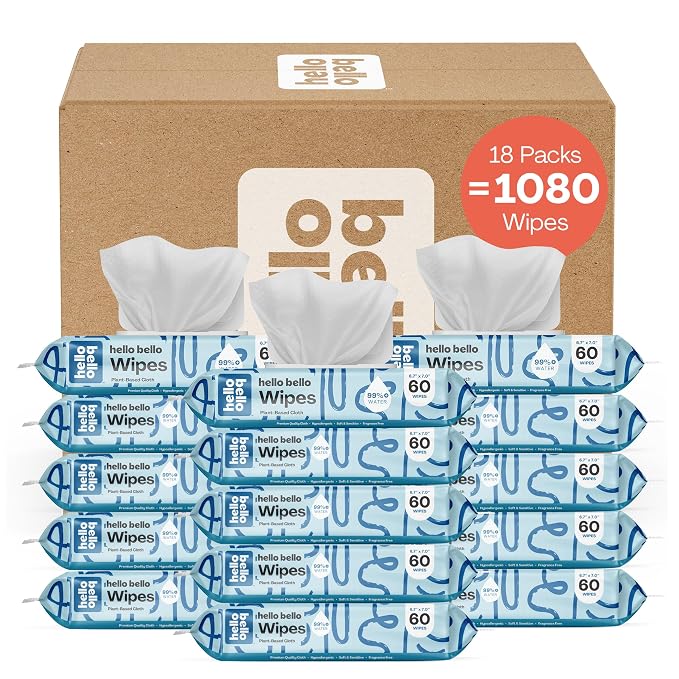 Hello Bello Extra Gentle Unscented Baby Wipes, Plant Based, Made by HelloBello