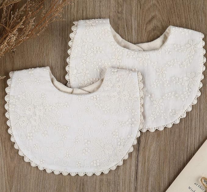 GZMM Baby Bib For Girls, Reversible Waterproof Handmade Natural Cotton Baby - Image 2