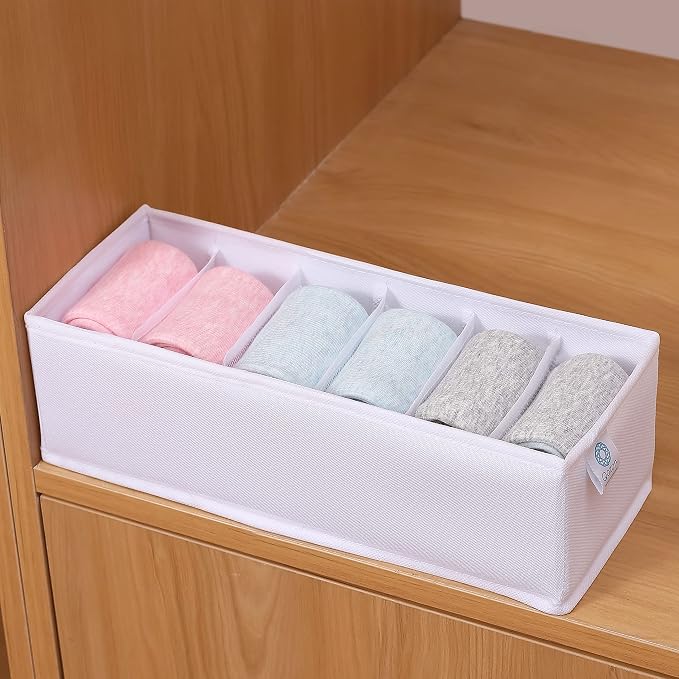 Qozary 6 Pack Sock Underwear Drawer Organizer Dividers, Collapsible Cabinet - Image 5