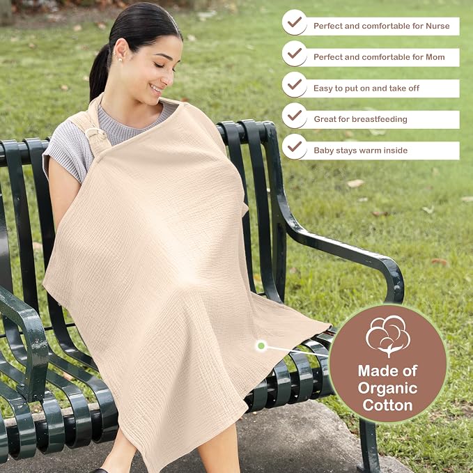 Premium Organic Breathable Muslin Nursing Cover - Image 8
