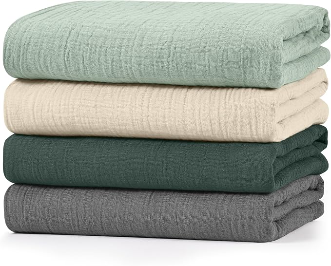 Muslin Swaddle Blankets for Baby Girls and Boys, 4 Pack Breathable and by LYRICHOMBABY