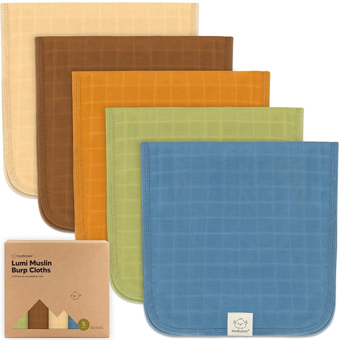 5-Pack Cotton Muslin Burp Cloths Baby Girls, Boys by KeaBabies