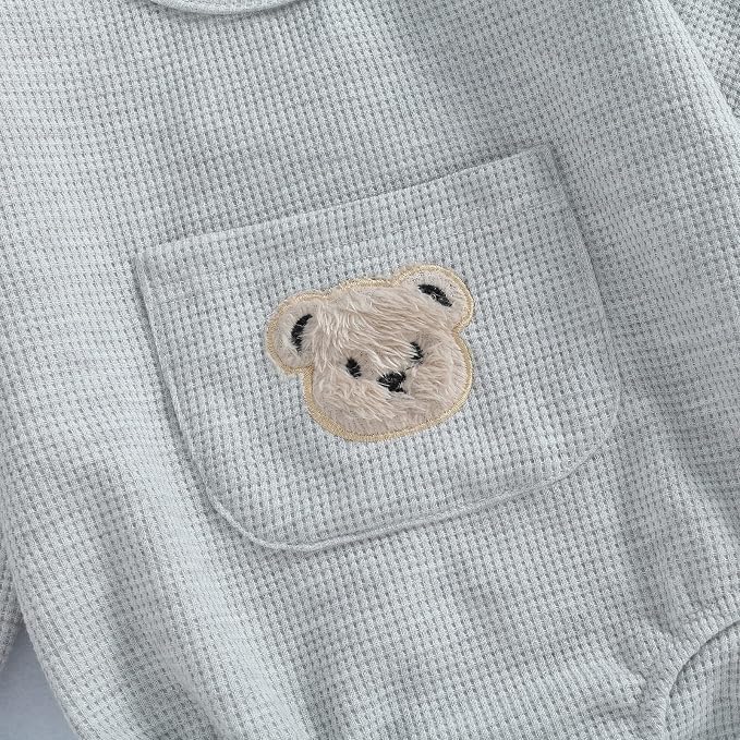 Douhoow Cute Baby Sweatshirt Romper Waffle Knit Baby Clothes Infant Girl Boy - Image 3