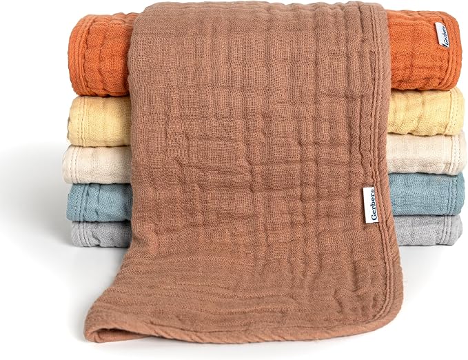 Gerber Baby Unisex Muslin Burp Cloths 6-Pack, Large Size 20" x 10" by Gerber