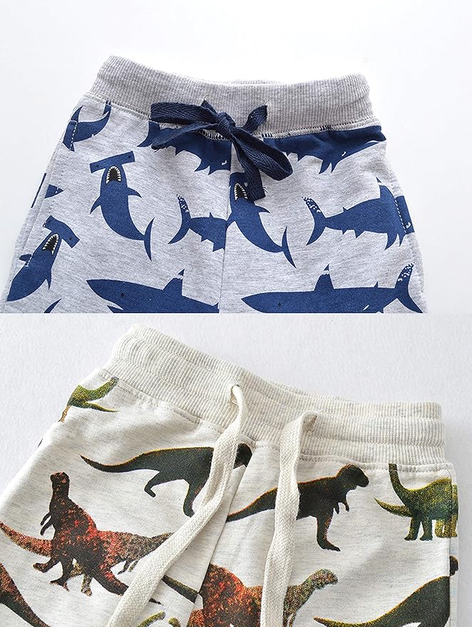 HUAER& Baby Boy's Jogger Pants Dinosaur Car Animal Print Drawstring Elastic - Image 3