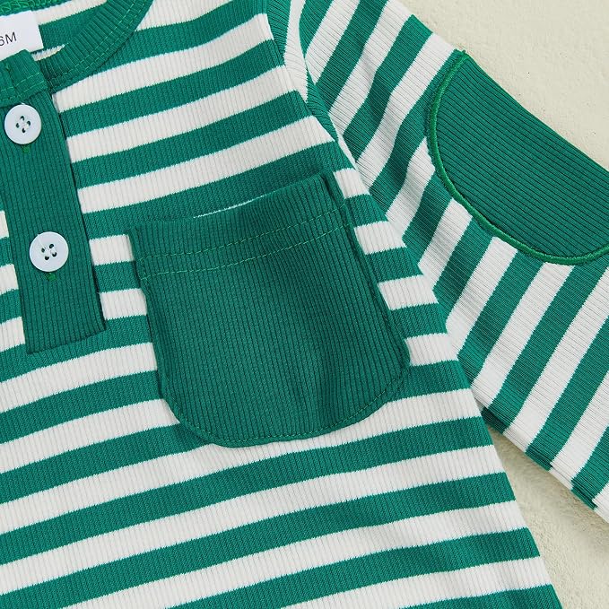 fhutpw Baby Boy Clothes 3 6 12 18 Months Ribbed Knitted Long Sleeve Romper and - Image 5