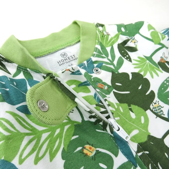 HonestBaby Baby Sleep N' Play One-Piece Zip-Front Footed Organic Cotton Pajama - Image 3