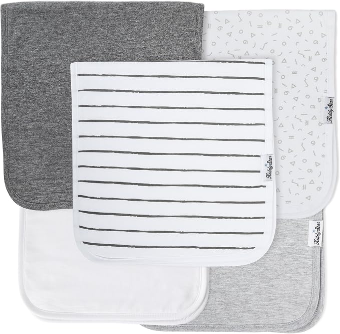 5-Pack Organic Cotton Burp Cloths – Large, Ultra-Soft 3-Layer Towels by KiddyStar%C2%AE