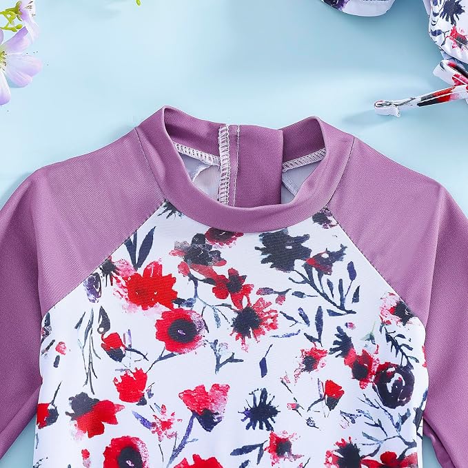 WOLBAY Baby Girl Swimsuit Long Sleeve One Piece Rash Guard - Image 4