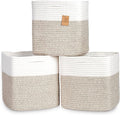 NaturalCozy 13 Inch Cube Storage Bins Cotton Rope Woven Baskets by NaturalCozy