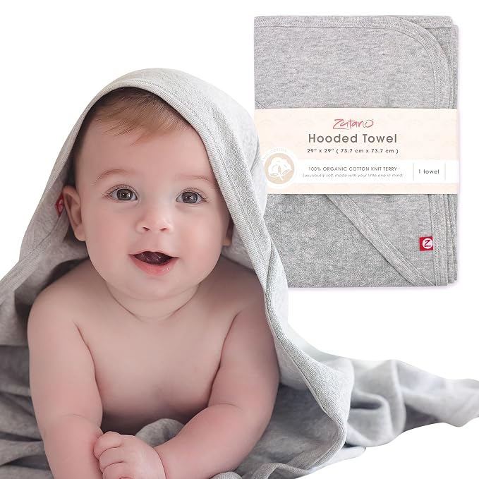 Zutano Hooded Baby Towels, Organic Cotton Baby Bath Towel, Ultra Soft and by Zutano