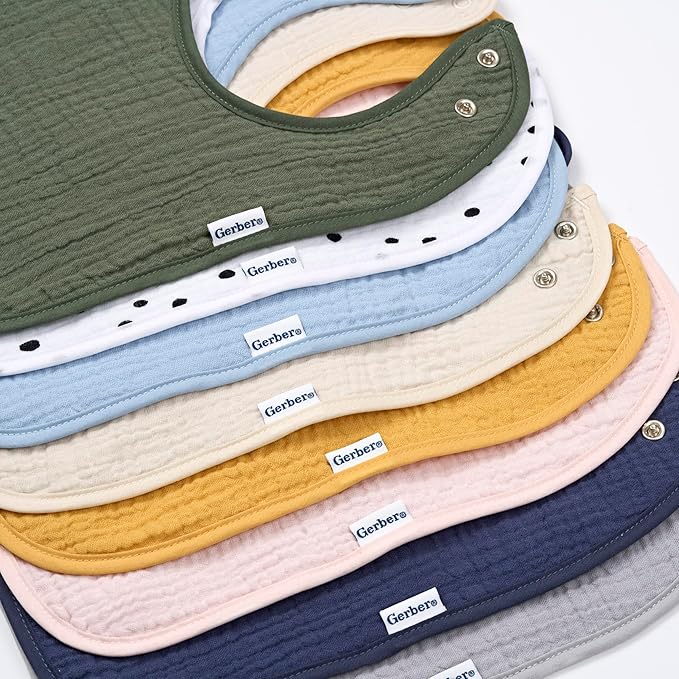 Gerber Unisex Baby Muslin 8 Pack Drooling Bibs - Image 3