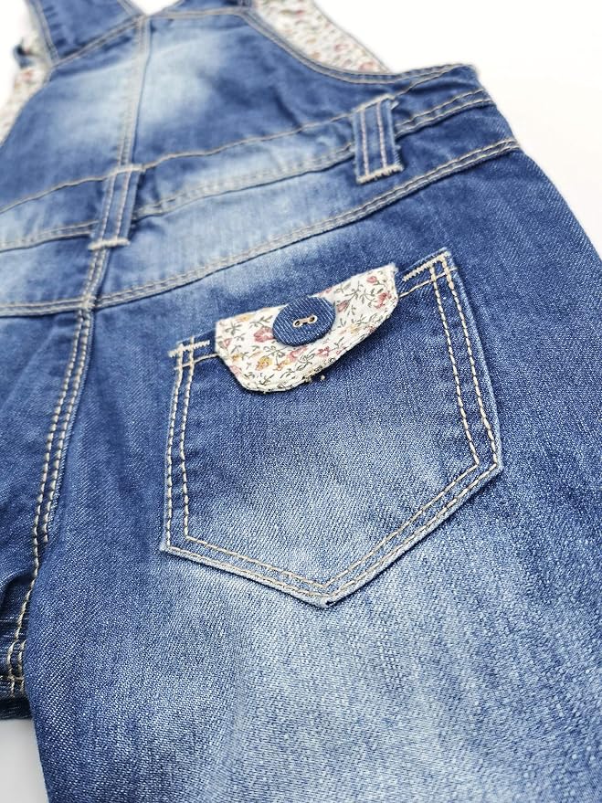 KIDSCOOL SPACE Baby Little Kids Cute Denim Embroidered Fashion Jean Overalls - Image 4
