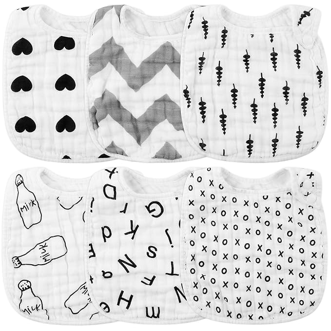 Zainpe 6Pcs Snap Muslin Cotton Bibs by Zainpe