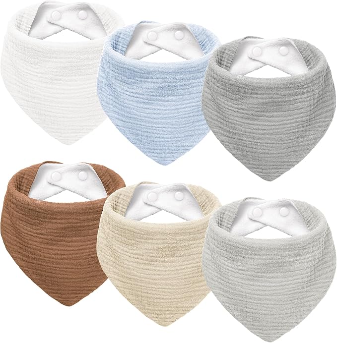 Susurration Muslin Baby Drool Bibs 6Pack Soft Triangular Adjustable Baby by Susurration