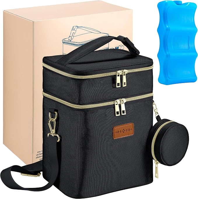 Breastmilk Cooler Bag with Ice Pack & Pacifier Case, Large Double Layer - Image 7