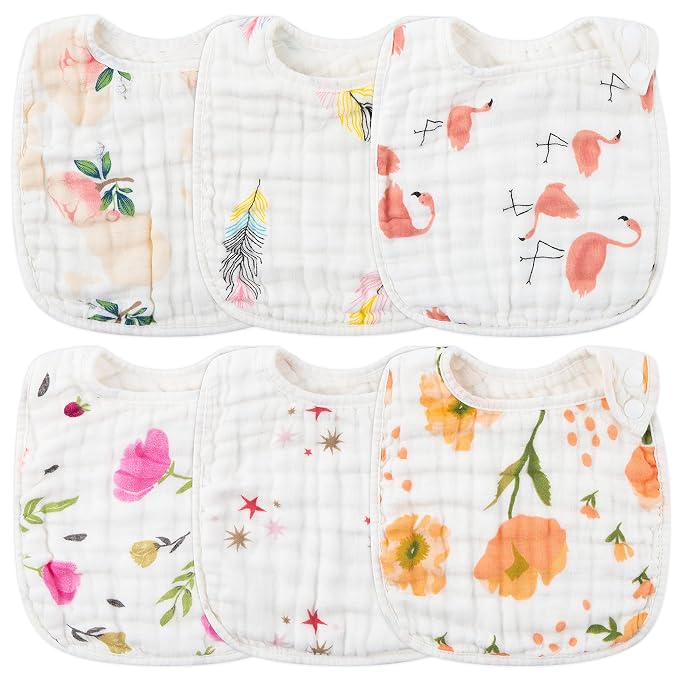 Zainpe 6Pcs Snap Muslin Cotton Bibs by Zainpe