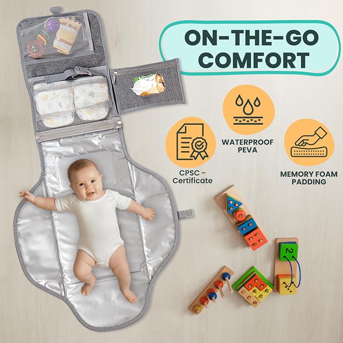 Portable Changing Pad for Baby Shower Gifts & New Mom Gifts, Travel Diaper - Image 2