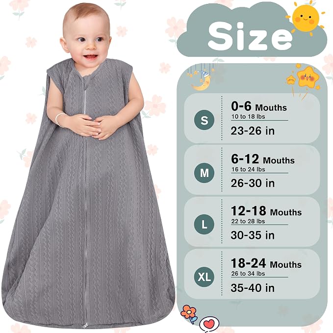 Baby Sleep Sack 12-18 Months, Baby Wearable Blanket 100% Acrylic knit 2-Way - Image 4