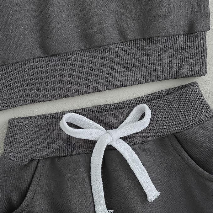Toddler Baby Boy Fall Clothes Waffle Contrast Color Sweatshirt Pants Sets - Image 7
