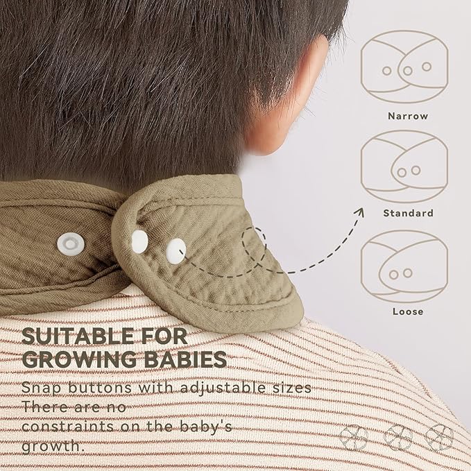 Muslin Baby Bibs for Unisex Boys Girls, Cotton Drool Bibs, Adjustable Newborn - Image 4