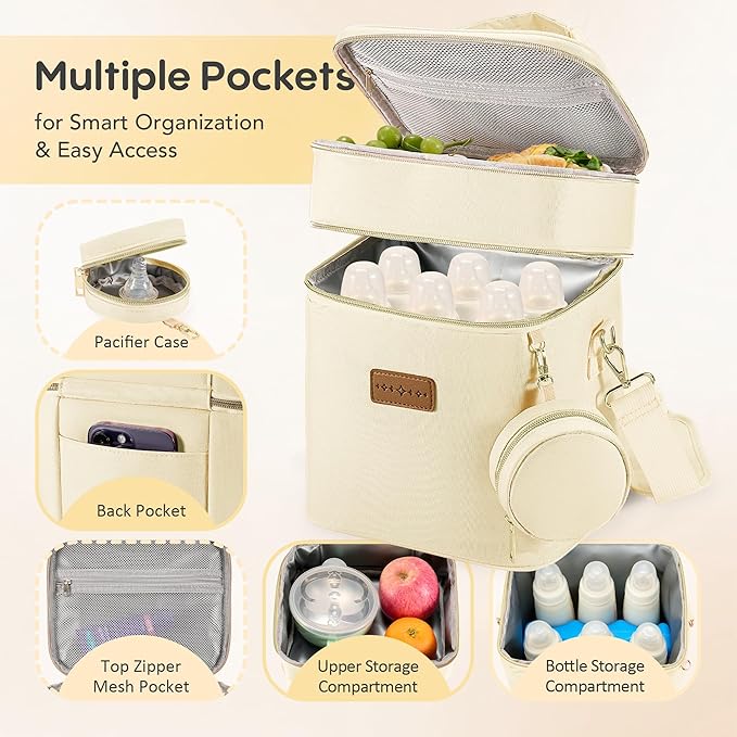 Breastmilk Cooler Bag with Ice Pack & Pacifier Case, Large Double Layer - Image 3