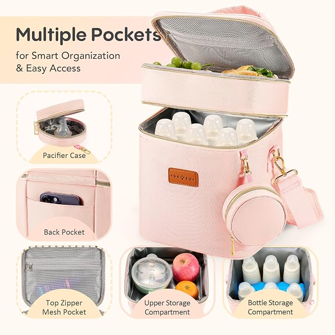 Breastmilk Cooler Bag with Ice Pack & Pacifier Case, Large Double Layer - Image 3