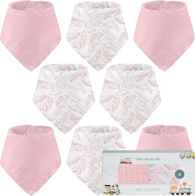 Muslin Baby bibs for drooling and teething, 100% cotton, Bibs for baby girl by LilyOlaurel