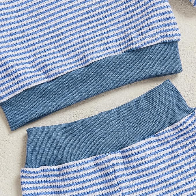 Toddler Baby Boy Fall Clothes Waffle Outfit Long Sleeve Color Blocking - Image 4