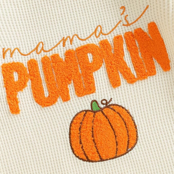Newborn Infant Baby Boy Halloween Outfit Little Pumpkin Embroidery Romper - Image 6