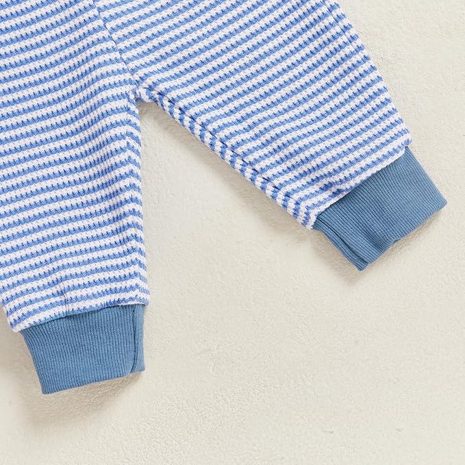 Toddler Baby Boy Fall Clothes Waffle Outfit Long Sleeve Color Blocking - Image 5