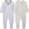 O2 BABY Baby Boys Girls Organic Cotton Zip-Front Sleeper Pajamas, Footed Sleep by O2BABY