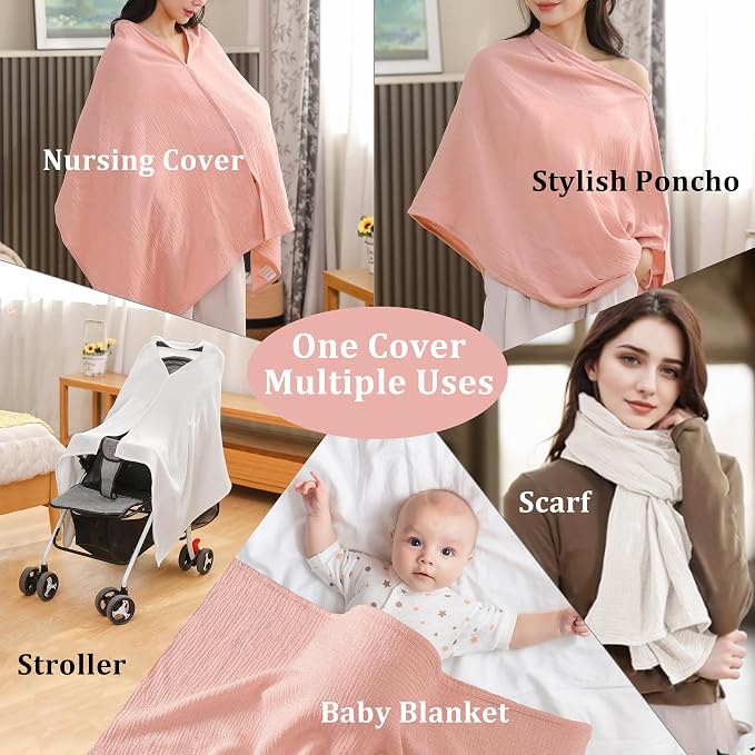2-Pack Nursing Covers for Breastfeeding, 100% Organic Cotton Muslin - Image 3