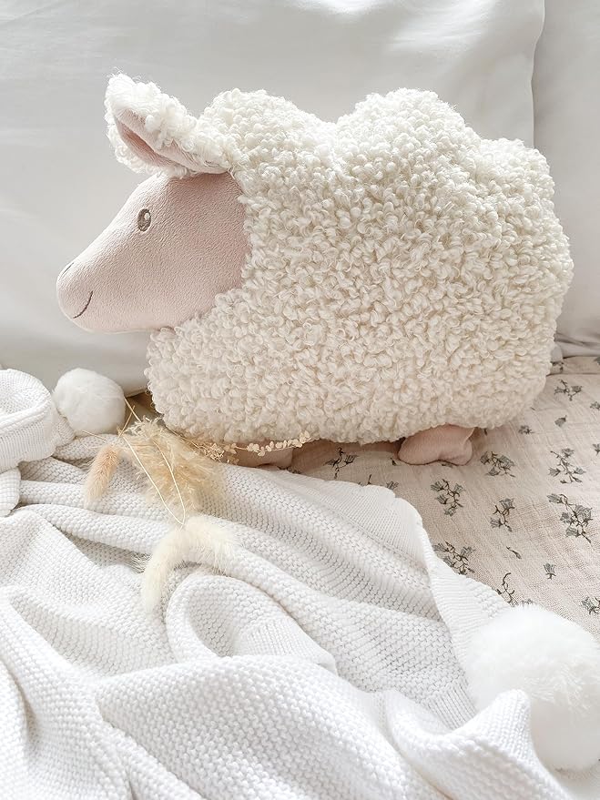 MON AMI Lamb Shaped Pillow – 13.5x12 Inch Plush Sheep Cushion | Soft Decorative - Image 4