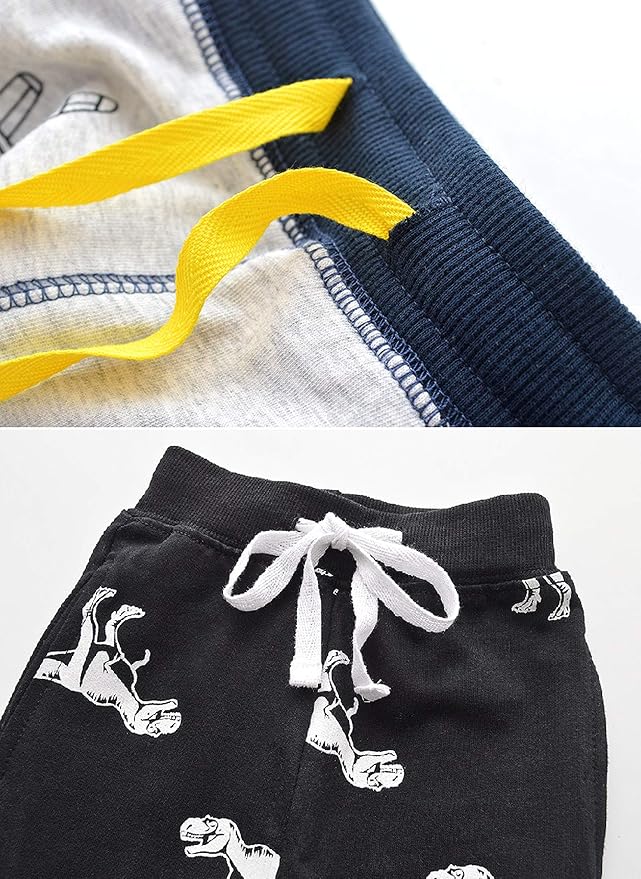HUAER& Baby Boy's Jogger Pants Dinosaur Car Animal Print Drawstring Elastic - Image 4