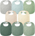 Bearmoss Muslin Baby Drooling Bibs 8 Pack, 100% Cotton Square Adjustable by Bearmoss