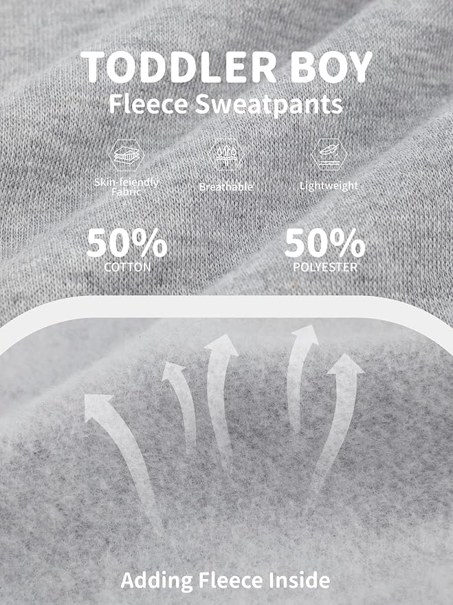 3 Pack Fleece Toddler Boys Sweatpants Kids Joggers Soft Cotton Toddler Boys - Image 2