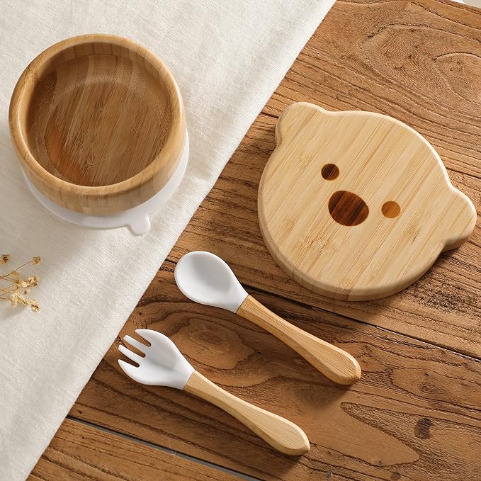 Baby Bowls with Lid, HBM Bamboo Suction Bowls - Image 2