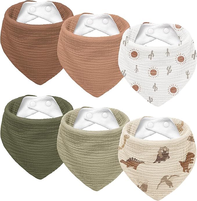 Susurration Muslin Baby Drool Bibs 6Pack Soft Triangular Adjustable Baby by Susurration