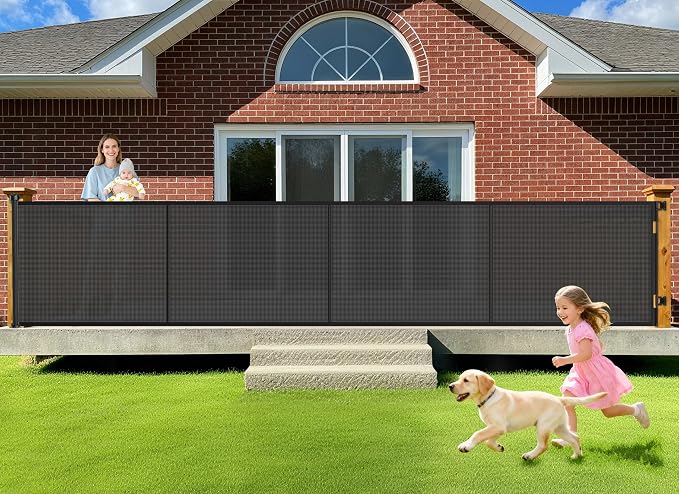 196 Inch Retractable Baby Gates Extra Wide, 41 Inch Reinforced Extra Tall Gate by EZIGO