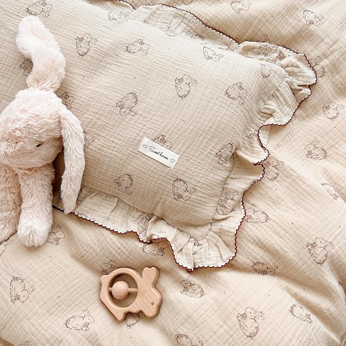 AOJIM Cute Rabbit Muslin Cotton Kids Toddler Pillowcase - Image 4